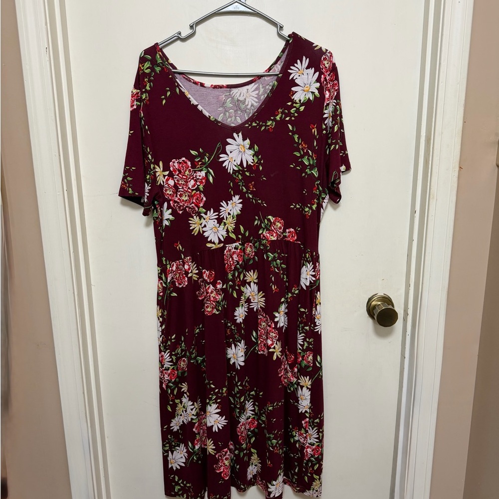 Floral Burgundy Dress